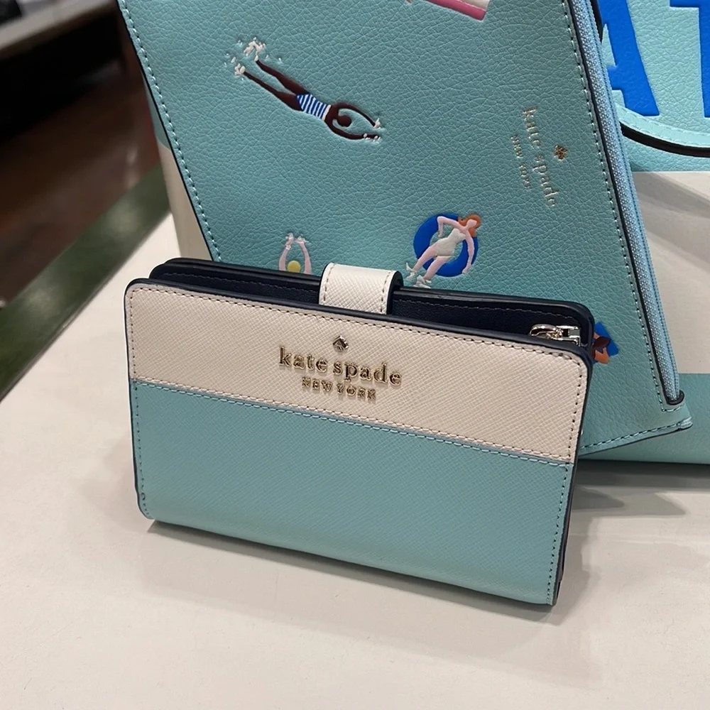 Kate Spade staci medium compact bifold wallet POOLSIDE MULTI
